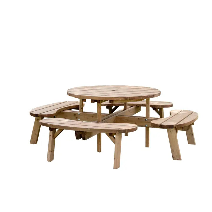 Ronde picknicktafel voor buiten - gemaakt van hoogwaardig hout