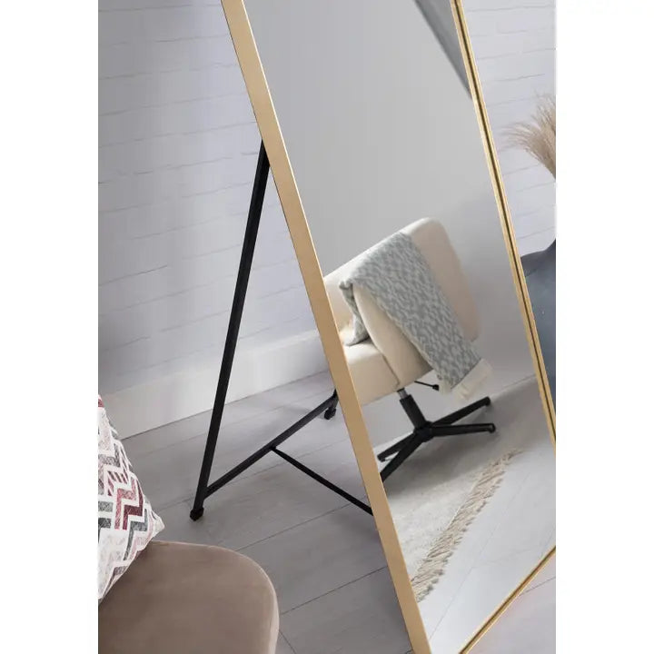 Round Edge Gold Floor Mirror. 50X150Cm