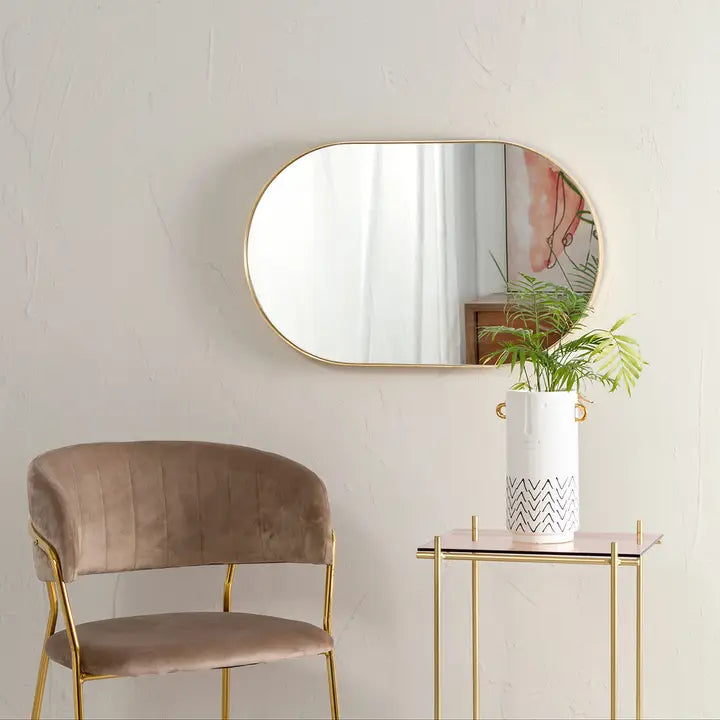 Golden Oval Mirror. 44X72Cm