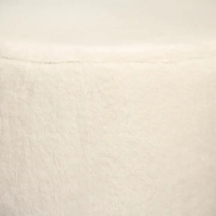 Adrian Round White Faux Fur Stool