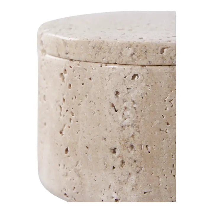 Voorraadpot - Voorraadpot, travertijn, naturel ø10x6,5 cm
