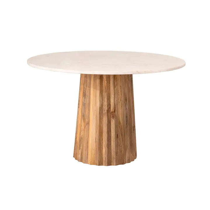 Round Table With White Marble Top 120X120X77