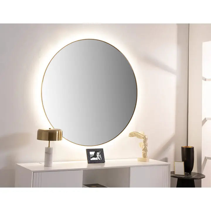 Round Mirror with Led Push Button of 100 cm Diameter. Oro