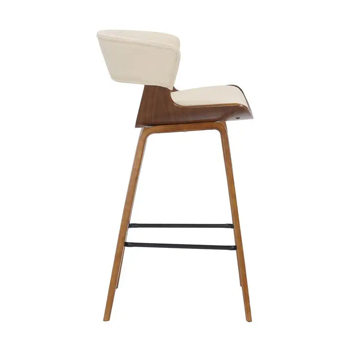 Vintiq moderne barkruk van hout en kunstleer van 60 cm hoog,