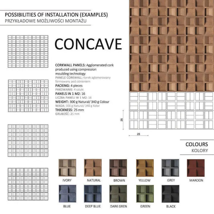 3D Wall Panels Cork Acoustic Panels Concave