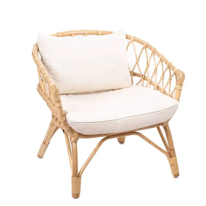 LESKY - Fauteuil van rotan met kussen