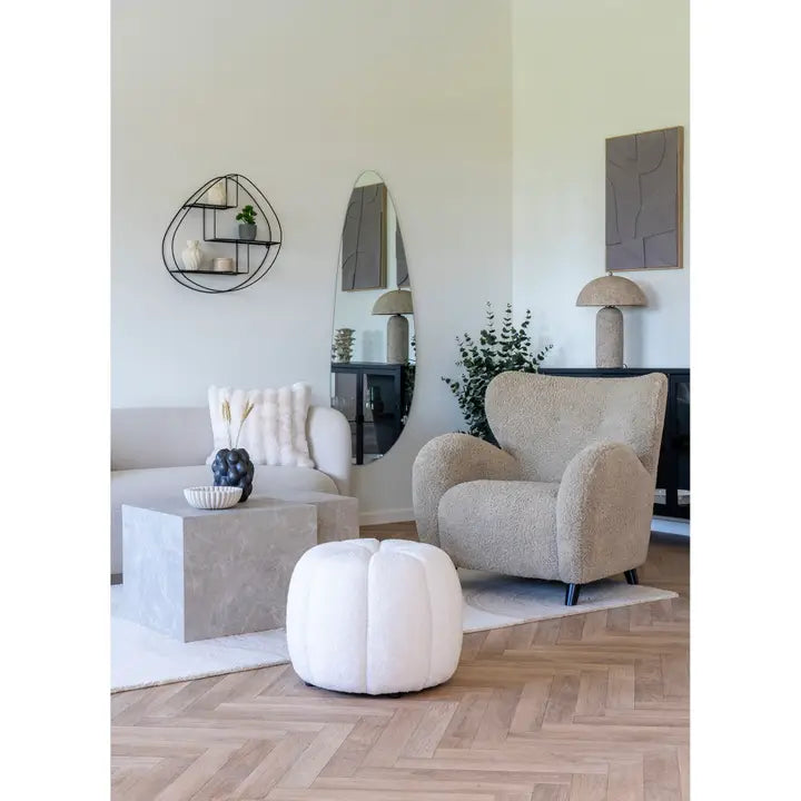 Astley - Table Lamp, Papier-Mâché, Stone Grey 150cm Cord