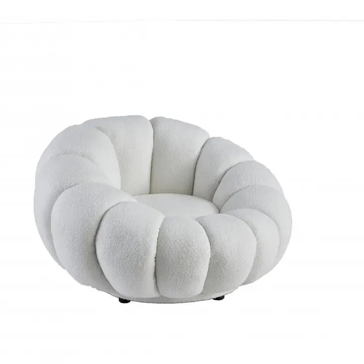 12-22 White Teddy Upholstered Swivel Chair