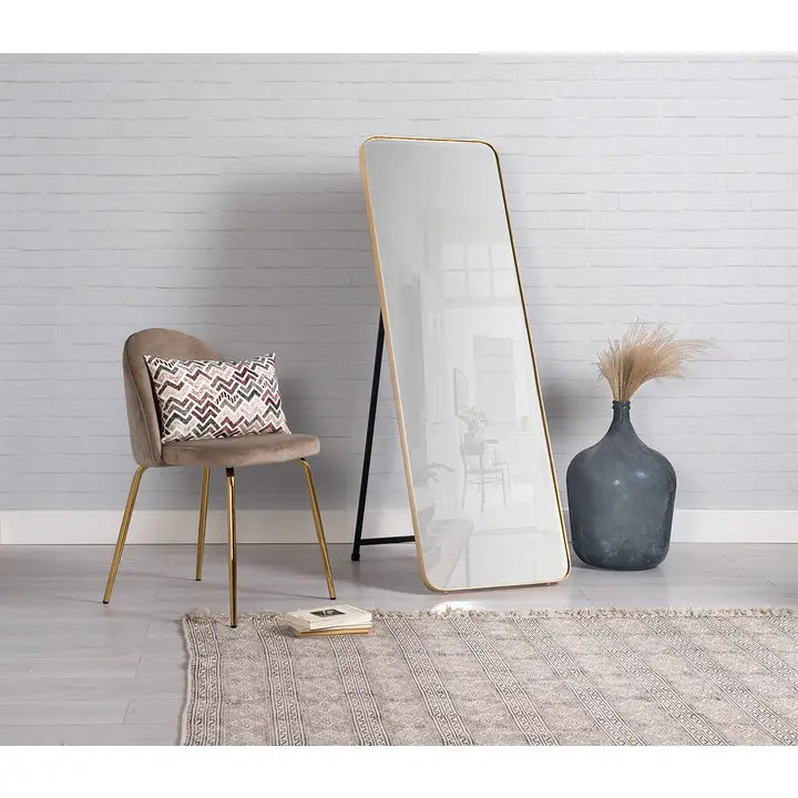 Round Edge Gold Floor Mirror. 50X150Cm