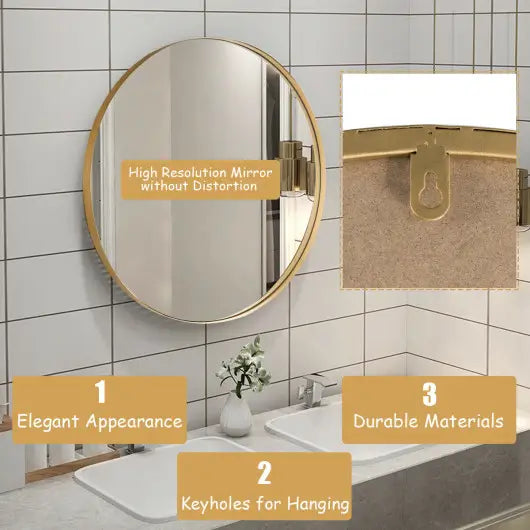 27.5 "Modern Metal Wall-Mounted Round Mirror For B