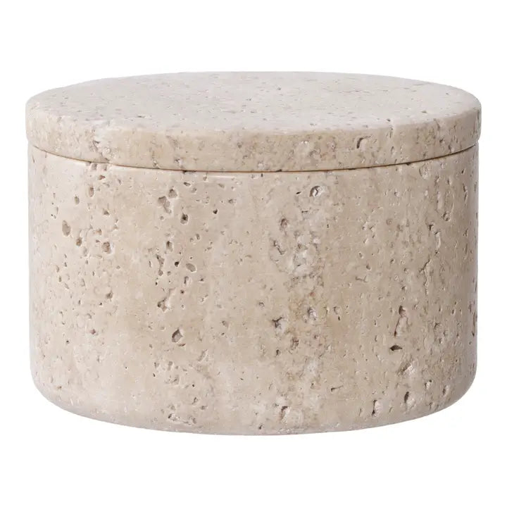 Voorraadpot - Voorraadpot, travertijn, naturel ø10x6,5 cm