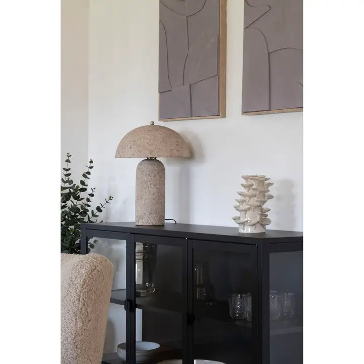 Astley - Table Lamp, Papier-Mâché, Stone Grey 150cm Cord