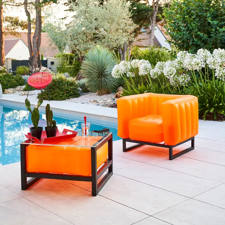 Luminous Orange Aluminum and Tpu Design Armchair