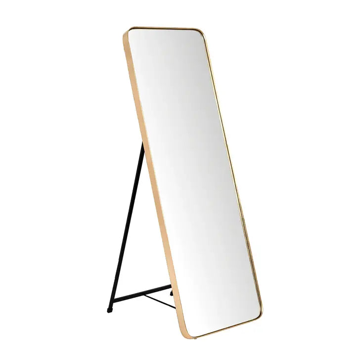 Round Edge Gold Floor Mirror. 50X150Cm