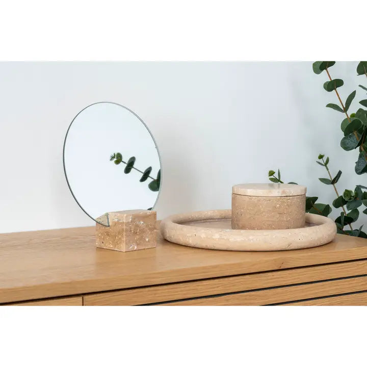 Voorraadpot - Voorraadpot, travertijn, naturel ø10x6,5 cm