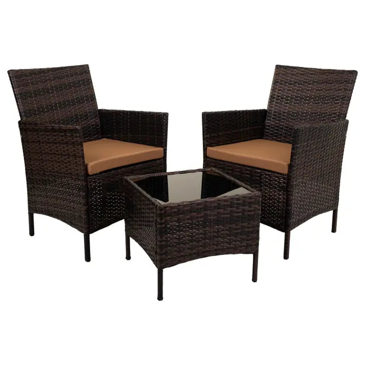 Set van tafel en 2 fauteuils