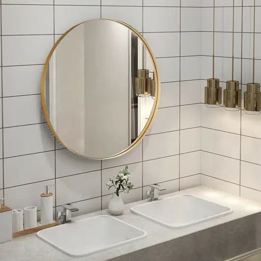 27.5 "Modern Metal Wall-Mounted Round Mirror For B