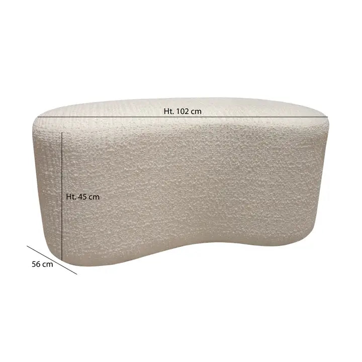 GEBOGEN BANK KRULLEND ECRU HOUTEN STRUCTUUR 101X56X47CM MALO