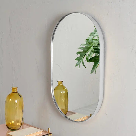 Oval Silver Resin Mirror 100*60 cm.